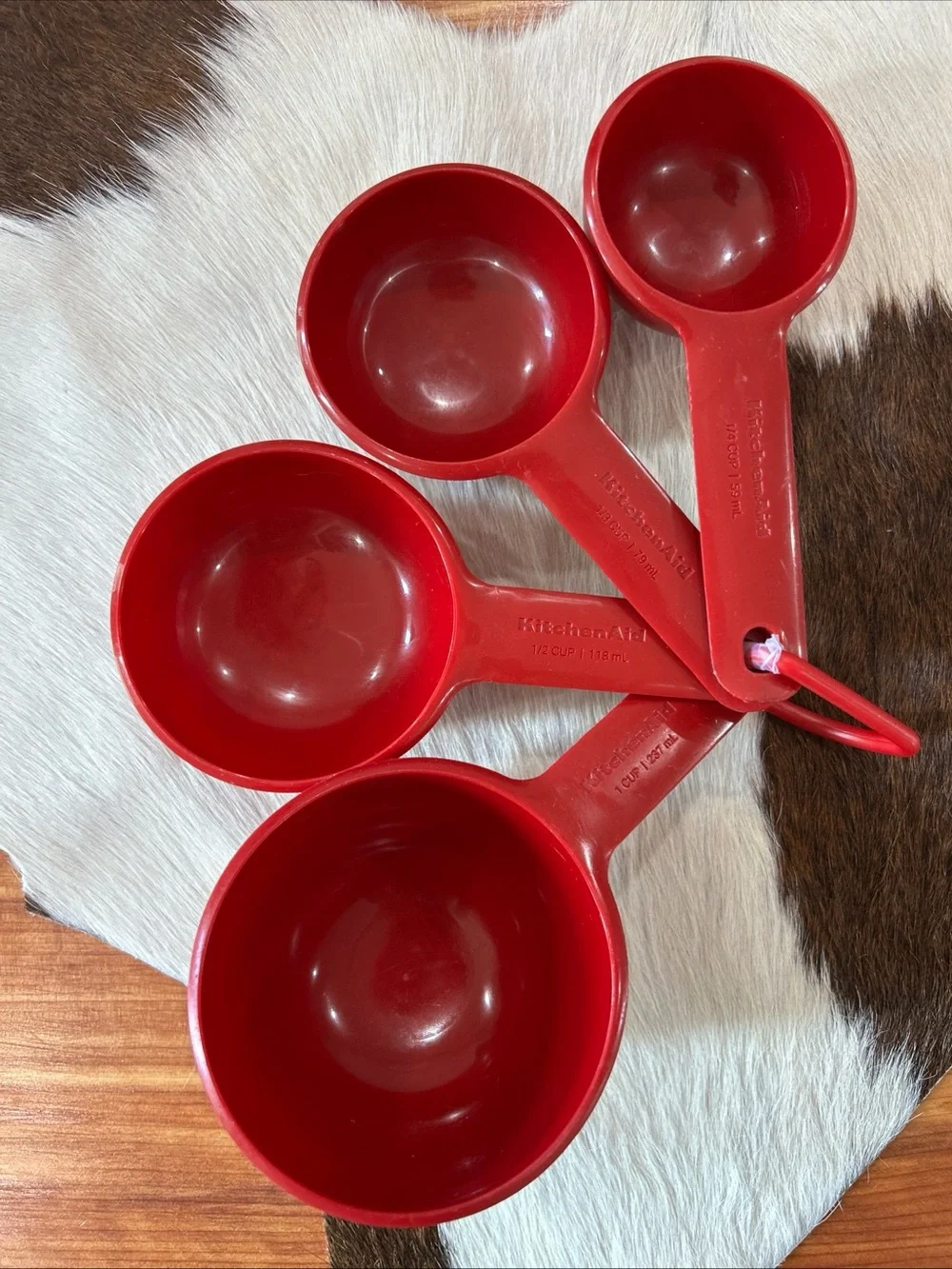 KitchenAid Measuring Cup Set 4 Piece Red Plastic Nested Baking Tools